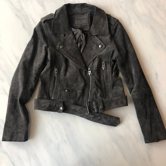 BLANKNYC Suede Moto Jacket in French Grey - Picture 2 of 6